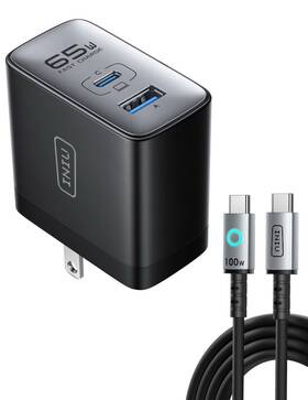C11-p1 Iniu A31-p1 - 65w Fast Gan Charger With Usb-a/c Ports And 100w Usb C To 3.3ft Cable