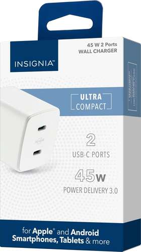 Ns-mwc45w2w Insignia Insignia- 45 W 2-port Usb-c Wall Charger For Apple/android - White