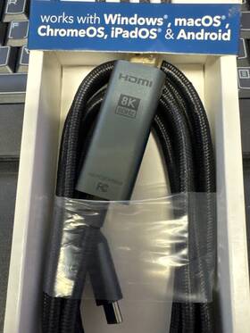 Ns-pc5ch6b24 Insignia 8k Ultra Hd Usb-c To Hdmi 2.1 Braided Cable For Pc Windows Mac Tablets
