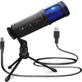 Jovial B0clb7ygw2 Usb Pc Recording Condenser Microphone - Blue Led Adjustable Gain