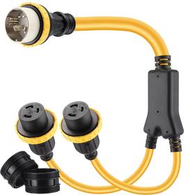 Wae-kanayu-2197 Kanayu 3ft Marine Shore Power Y Splitter Ss2-50p Male 50a Plug To 2 30a L5R
