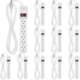 Wae-kanayu-361833 Kanayu 12 Pcs 6 Outlet Power Strip Surge Protector 6ft Long Extension Cord El