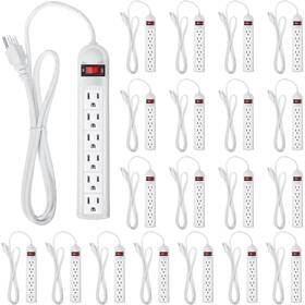 Wae-kanayu-83411 Kanayu 20 Pcs 6 Outlet Power Strip Surge Protector Long 6ft Extension Cord Wi