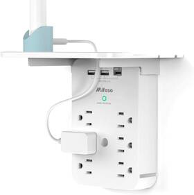 Mfs9113 Kangoor Express Wall Outlet Extender With Surge Protector 6 Ac Outlets Shelf 2 Usb And C Ch