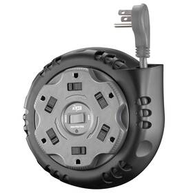 Kt-00506 Kmc 6-outlet Surge Twist Cord Reel Retractable Power Strip Protector 1