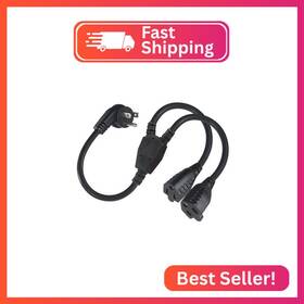 Kuncan-y1ft-n5-15p-n5-15r Kuncan Power Extension Cord Y Splitter - 1ft Right Angled Type Flat Plug Nema 5-15p 1 T