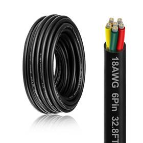 Ledlampsworld 32.8ft/10m 18 Gauge 6 Conductor Electrical Wire 32.8ft 18awg Pvc Thermostat Low V