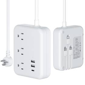 Tps-764 Leekyrin Travel Power Strip With Usb Ports Flat Plug Extension Cord 3 Outlets 6