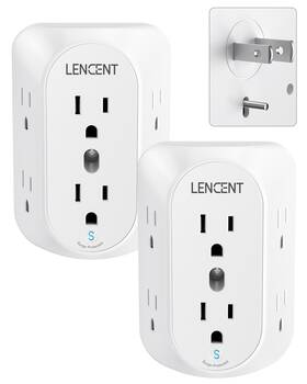 Lencent 974827493335 2 Prong Power Strip 3 To Grounding Outlet Adapter Polarized