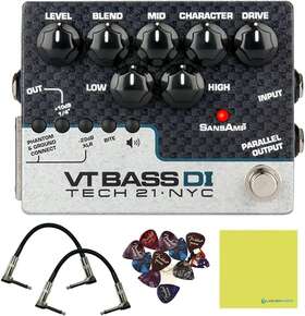 Liquid Audio 857954008947 Tech 21 Sansamp Vt Bass Di Pedal Bundle With 2x Cable And 12x Picks