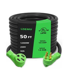 Lom-5050l-g Loemu 50 Amp Rv Extension Cord 50ft Nema 14-50p/14-50r Stw Outdoor