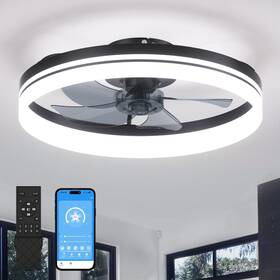 8225e Lundwa Ceiling Fans With Lights And Remote/app Control 19.7in Low Profile F