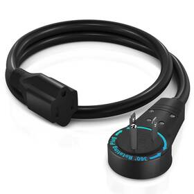 Adw-360-3101-b Maximm Cable 1 Foot 360 Rotating Flat Plug Extension Cord/wire 3 Prong Gr