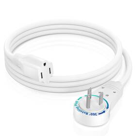 Pc-s0636 Maximm Extension Cord 2 Foot White Flat Plug 360 Rotating Short Power Cor
