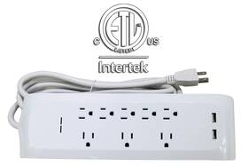 50390 Maxworks 812351033909 8-outlet Surge Protector Power Strip 900 Joules 2 Usb Chargi