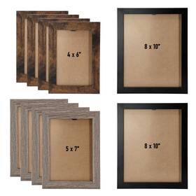 Megachef 840191210808 10 Piece Assorted Wood Picture Frame Set In Black And Brown