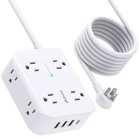 Mfs8u5f Mifaso Surge Protector Power Strip 10ft Cord - Flat Plug Wall Mount 8 Wide Outlets