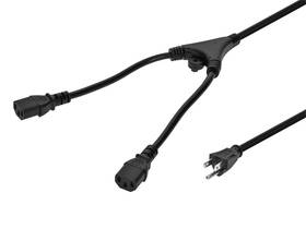 141089 Monoprice Power Cord Splitter - 3 Feet Black Nema 5-15p To 2x Iec 60320 C13