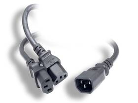 141095 Monoprice Power Cord Splitter - 3ft Black Iec 60320 C14 To 2x C13
