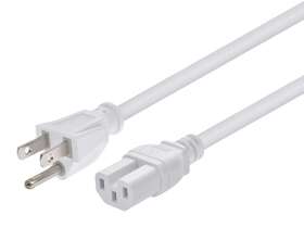 143188 Monoprice Heavy Duty Power Cord 8ft White Nema 5-15p 14awg Pcs Monitors Scanners