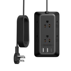 1080j Ntonpower 941833923446 Black Extension Cord Flat Plug Surge Protector Pow... Fast Ship