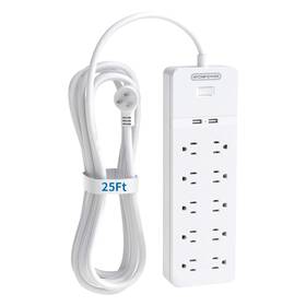 2100j Ntonpower 954301190585 25 Ft Extension Cord Etl Surge Protector Power Strip With 10
