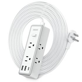 Fpp-6a2u1c-us Ntonpower Flat Plug Power Strip Extension Cord 25 Ft Surge Protector 1080j