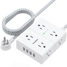 Ob48a One Beat Extension Cord 6 Ft Surge Protector Power Strip - 8 Widely Outlets 4 Usb Por
