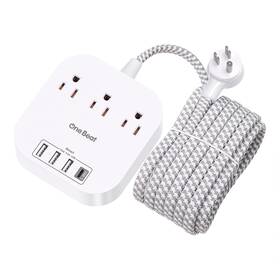 Thu6106l One Beat Power Strip - 10ft Long Extension Cord With Usb C Ports 3 Outlets 4 Desk