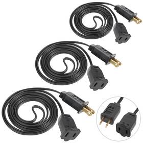Ex-cord-3 Pasuto 6 Ft Extension Cord Us Ac 2-prong Black Male/female Outlet Saver Power Exten
