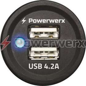 Powerwerx 712265205860 Panel-mount Dual-usb 4.2a Device Charger For 12/24v System Nos