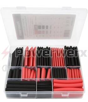 Hsbox198 Powerwerx 840128905524 198 Piece Assorted Heat Shrink Tubing Kit Red And Black 1 Inch To 1/8