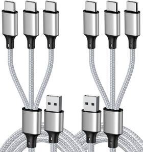 3in-3typc-silver-1 Puxnoin Multi Charging Cable Usb C Splitter 3 In 1 Fast Cord