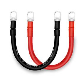 8-1f-2 Qiatol 614158508525 2 Pcs 4 Awg Battery Cables 3/8 Inch Copper Terminals 1ft Power Wire Rv Auto