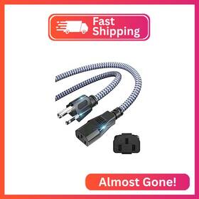 Riksoin Riksoin-3m-10a-250v Power Cord - 3 Pin Braided 10ft/3m Ac Replacement Cable Prong