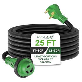 Rgc3025l-g Rvguard 30 Amp 25 Foot Rv Power Extension Cord Heavy Duty Stw With Led