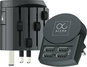 1.104102 Skross Alpha World Travel Adapter 4 Usb Ports. Suitable For Charging All Phones