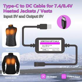 Smarkey 796647755204 Heated Jacket Adapter Charger-stepup Cable 5v To 9v For Gear Vest Hoodie