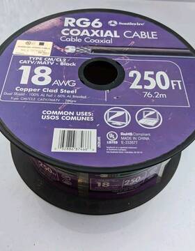 Southwire 032886874666 Coaxial Cable Rg-6 250 Ft. Spool Television Satellite