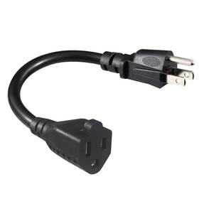 Sparking 647581791660 1 Pack 6inch Short Power Extension Cord - Black 3 Prong Mini Indoor Grounde