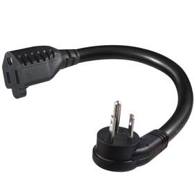 Sparking 647581791769 1 Pack Flat Plug Short Power Extension Cord - 6inch Black Low Profile