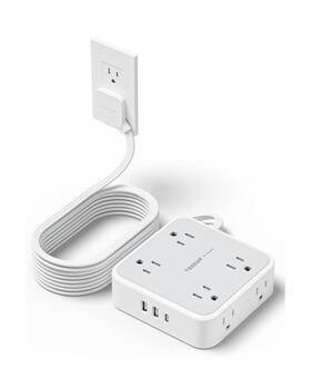 Tessan 975799315045 Surge Protector Power Strip 15 Ft Flat Plug Extension Cord ... Fast Ship