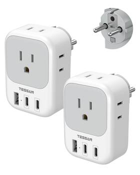 Ts-161-de-2c-grp2 Tessan 2 Pack Type E F Plug Adapter Usb-c France Spain South Korea Power