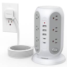Zhc413 Tessan Tower Power Strip With Individual Switches Surge Protector 12 Ou