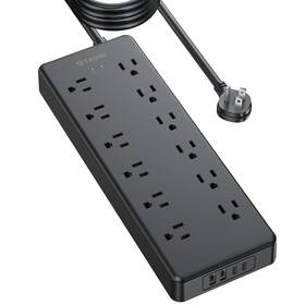 Trond 728120947455 Long Extension Cord 15 Ft Etl Surge Protector Power Strip With 12 Ac