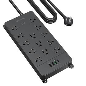Trond 728120948940 Surge Protector Power Strip 10ft Heavy Duty Extension Cord With 32w Us