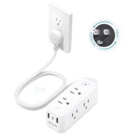 Td-ps-us09x Trond 360 Rotating Flat Plug Power Strip 6 Widely Spaced Outlets 2 Usb A
