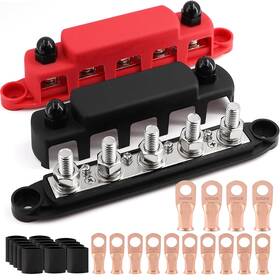Ht-0127-ca Tuijodaix 300a Bus Bar 5 Post 12v-48v Dc Power Distribution Block 3/8 Inch M10 Battery
