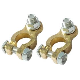 0zm-ids-02981 Uenede Brass Battery Terminal Connectors 1 Pair M10 Bolt Top Post Nut Cable Termina