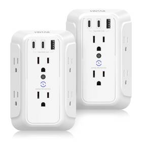 Ww05-b6c-c2u Vintar 2-pack Surge Protector Outlet Extender 6 Splitter With 3 Usb